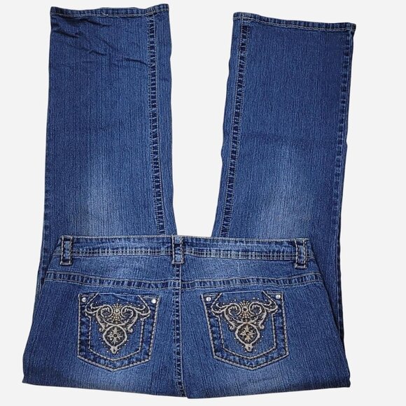 Roz & Ali Plus Wide Leg Jeans Decorative Pocket 18 - Picture 2 of 5